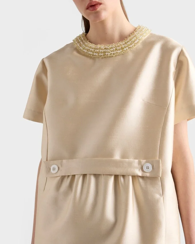 Vestido de doble shantung bordado Vestido de doble shantung bordado