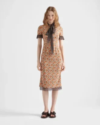 Vestido de georgette estampado