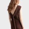 Vestido midi de crepé satinado Vestido midi de crepé satinado