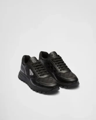 Zapatillas altas de piel y Re-Nylon
