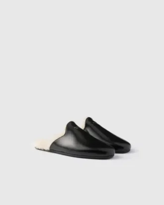 Zapatillas de cuero cepillado y borreguillo