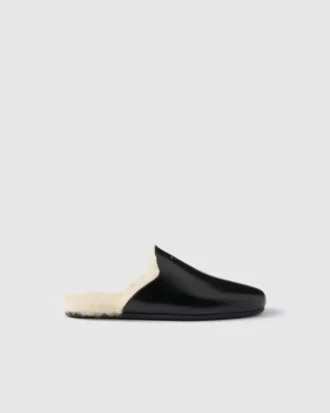 Zapatillas de cuero cepillado y borreguillo