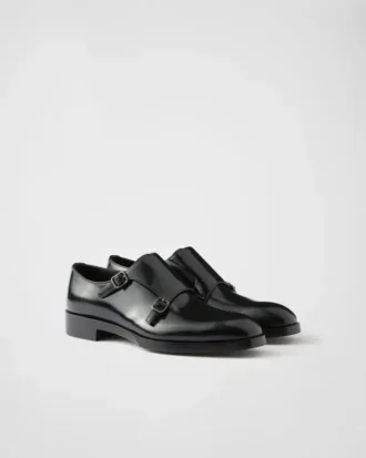 Zapatos de doble hebilla de cuero cepillado