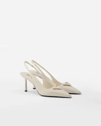 Zapatos de salón con talón abierto de charol Saffiano