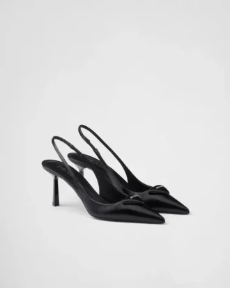 Zapatos de salón con talón abierto de charol Saffiano
