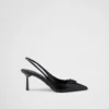 Zapatos de salón con talón abierto de charol Saffiano Zapatos de salón con talón abierto de charol Saffiano