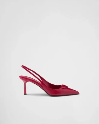 Zapatos de salón con talón abierto de charol Saffiano