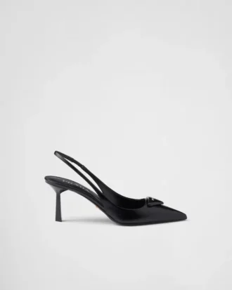 Zapatos de salón con talón abierto de charol Saffiano