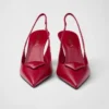 Zapatos de salón con talón abierto de charol Saffiano Zapatos de salón con talón abierto de charol Saffiano