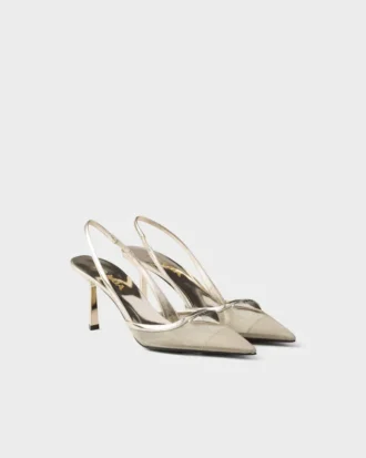 Zapatos de salón con talón abierto de malla