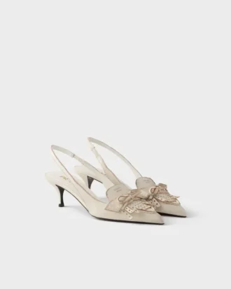 Zapatos de salón con talón abierto de piel