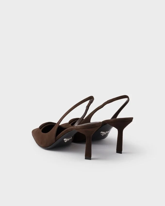 Zapatos de tacón con talón abierto de ante Zapatos de tacón con talón abierto de ante