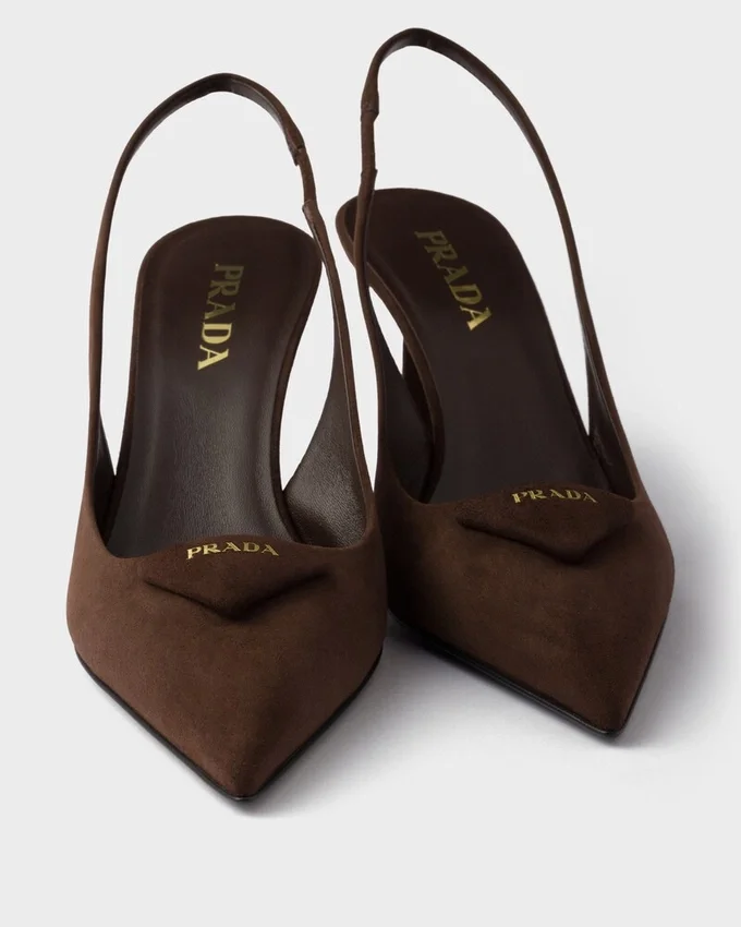 Zapatos de tacón con talón abierto de ante Zapatos de tacón con talón abierto de ante