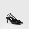 Zapatos de tacón con talón abierto de piel cepillada Zapatos de tacón con talón abierto de piel cepillada