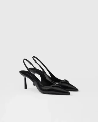 Zapatos de tacón con talón abierto de piel cepillada