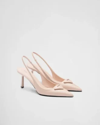 Zapatos de tacón con talón abierto de piel cepillada