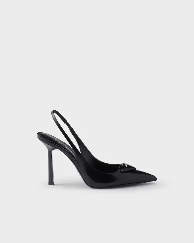 Zapatos de tacón con talón abierto de piel cepillada Zapatos de tacón con talón abierto de piel cepillada