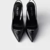 Zapatos de tacón con talón abierto de piel cepillada Zapatos de tacón con talón abierto de piel cepillada