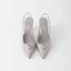 Zapatos de tacón con talón abierto de piel cepillada Zapatos de tacón con talón abierto de piel cepillada
