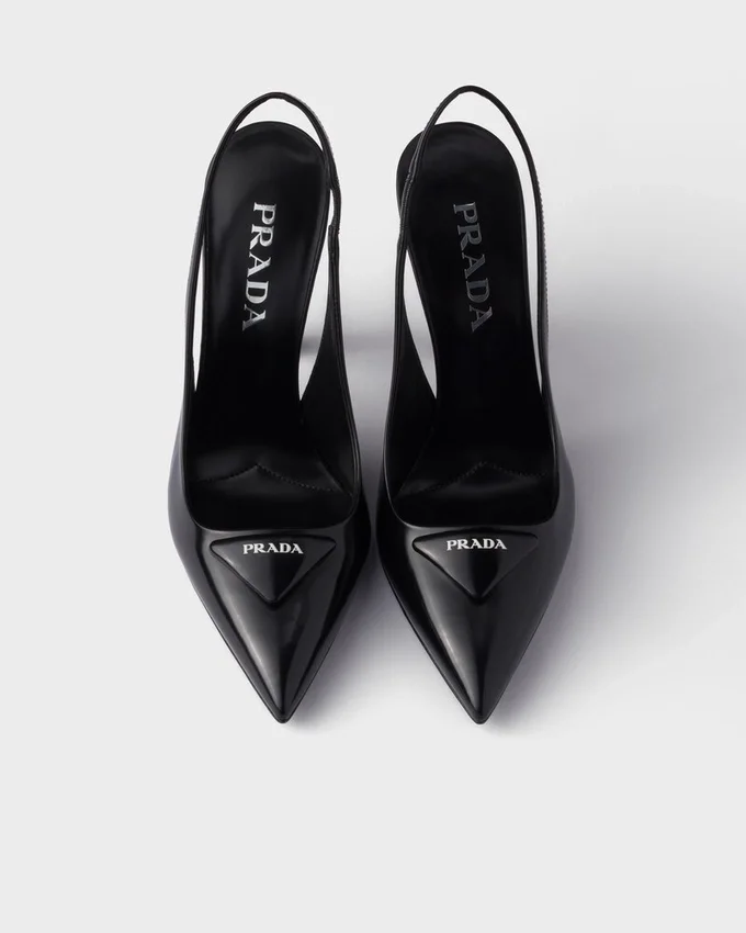 Zapatos de tacón con talón abierto de piel cepillada Zapatos de tacón con talón abierto de piel cepillada