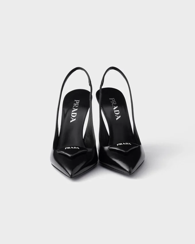 Zapatos de tacón con talón abierto de piel cepillada Zapatos de tacón con talón abierto de piel cepillada