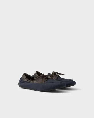 Zapatos náuticos Shuffle de lona envejecida y piel