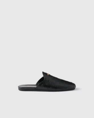 Zapatos tipo mules de piel de avestruz